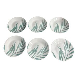 Corning Corelle Solar Tropical Bread Plates Set 6 White Green 6.75 Inch